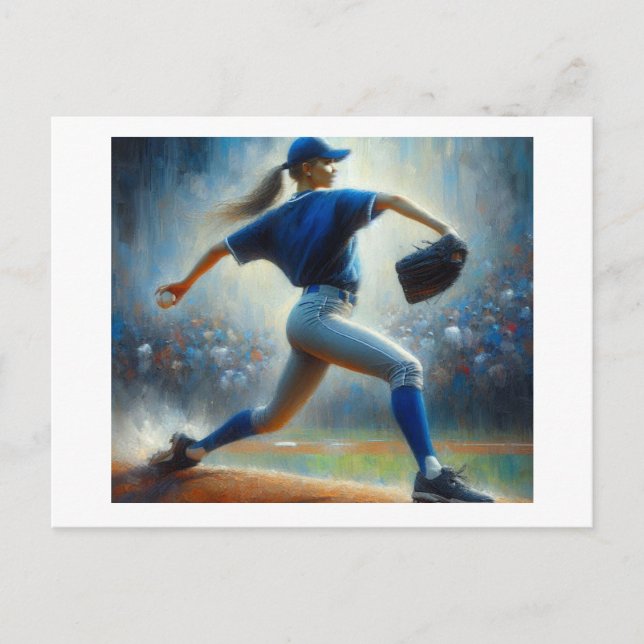 Female Baseball Pitcher Vykort (Framsida)