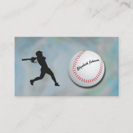 Female Baseball Player - silhouette and baseball Visitkort