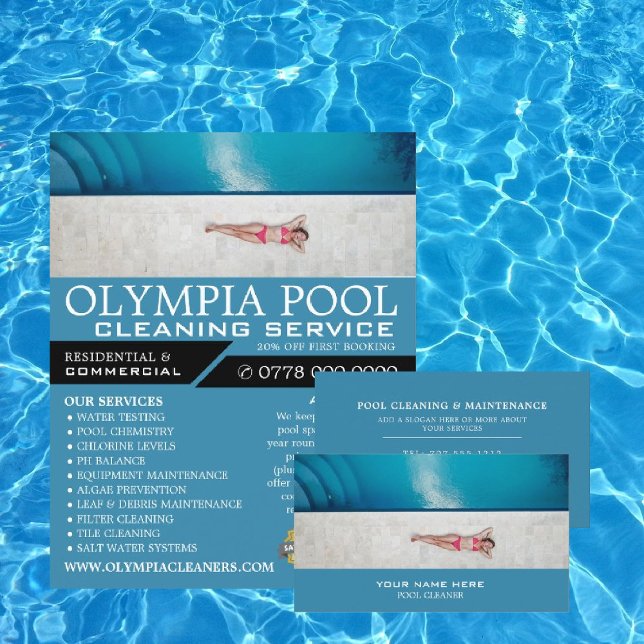 Female Basyg, Swimming Bassäng Städning reklam Flygblad (Skapare uppladdad)