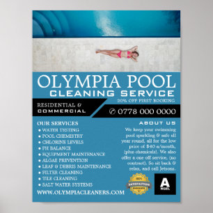 Female Basyg, Swimming Bassäng Städning reklam Poster