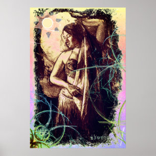 Female Belly Dancer med en stjärna Poster