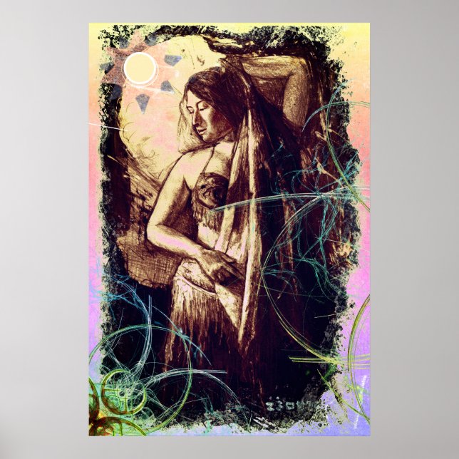 Female Belly Dancer med en stjärna Poster (Framsidan)