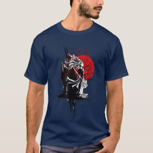 Female Black Japanska Samurai Bushido Warrior Kata T Shirt