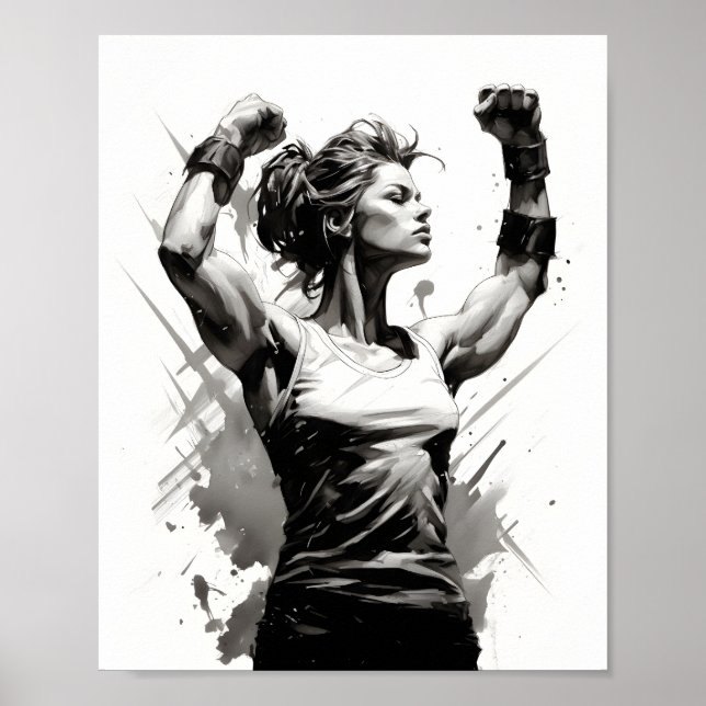 Female Bodybuilding der Flexing Muscles Fitness Gi Poster (Framsidan)