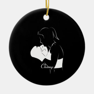 Female Boxer Champ Julgransprydnad Keramik