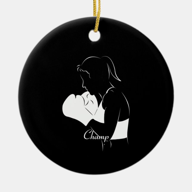 Female Boxer Champ Julgransprydnad Keramik (Framsidan)