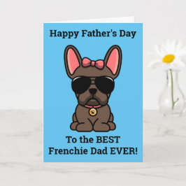 Female Brown Fransk Bulldog Fars dag Card Kort