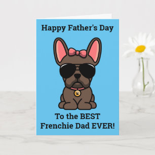 Female Brown Fransk Bulldog Fars dag Card Kort
