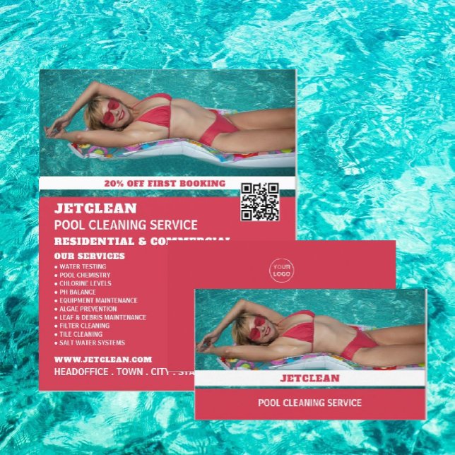 Female Bstead Porträtt, Swimming Bassäng Cleaner Visitkort (Skapare uppladdad)