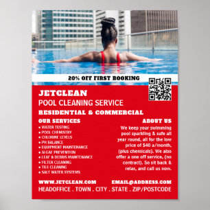 Female Btern Porträtt, Swimming Bassäng Städning Poster