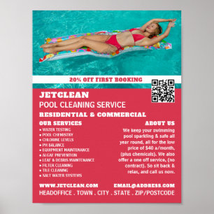 Female Btern Porträtt, Swimming Bassäng Städning Poster