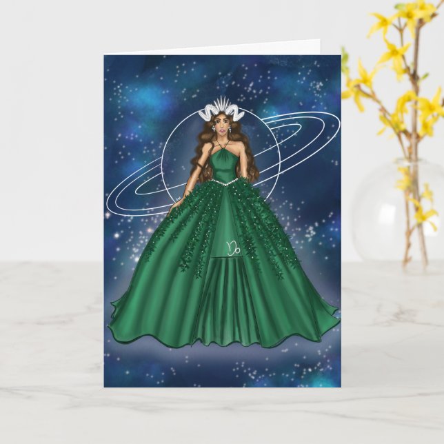 Female Capricorn Goddes Planet Saturn Birthday Kort (Gul blomma)