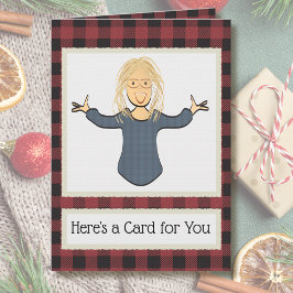 Female Cartoon Funny Thank You Christmas Gift Kort