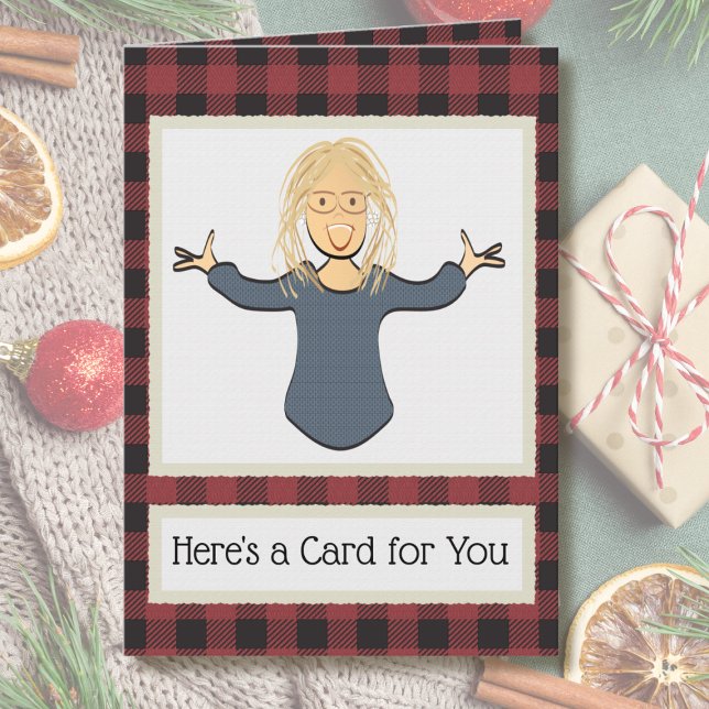 Female Cartoon Funny Thank You Christmas Gift Kort (Skapare uppladdad)