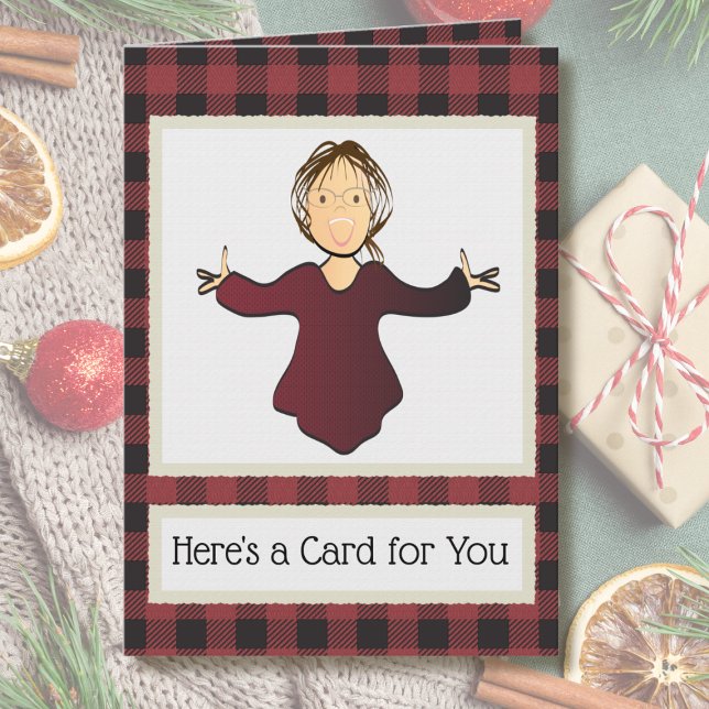 Female Cartoon Funny Thank You Christmas Gift Kort (Skapare uppladdad)