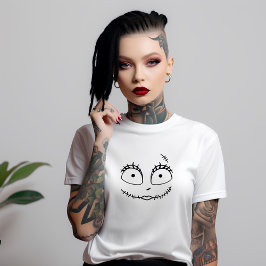 Female Cute Spooky Skeleton Ansikte T Shirt