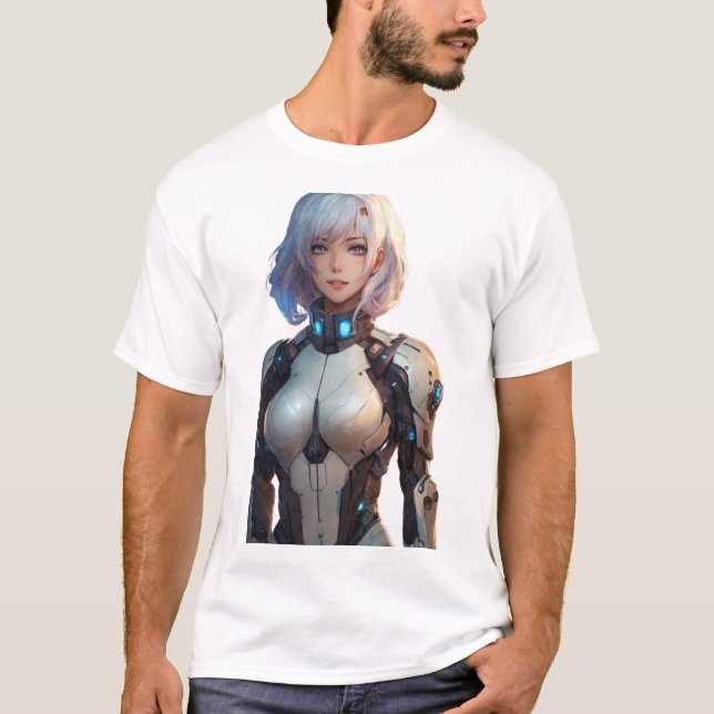 Female Cyborg anime stil T Shirt (Framsida)
