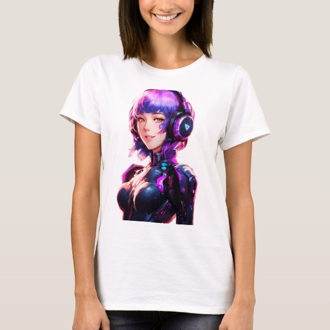 Female Cyborg anime stil T Shirt (Framsida)