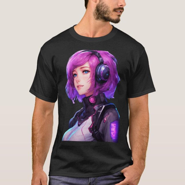 Female Cyborg anime stil T Shirt (Framsida)