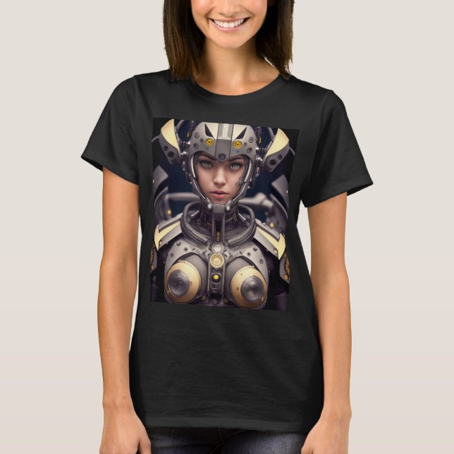 Female Cyborg Warrior T Shirt (Framsida)