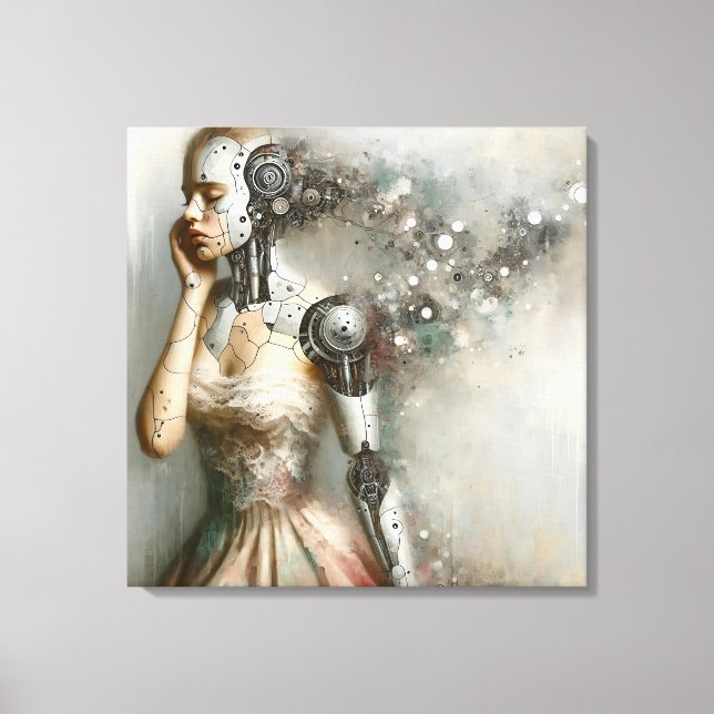 Female Cyborg Woman Ai Art Canvastryck (Framsida)