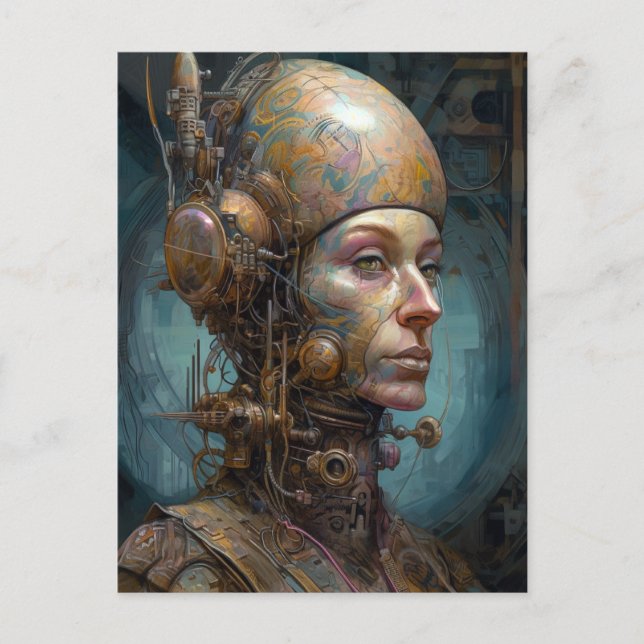 Female Cyborg Woman Science fiction Vykort (Framsida)