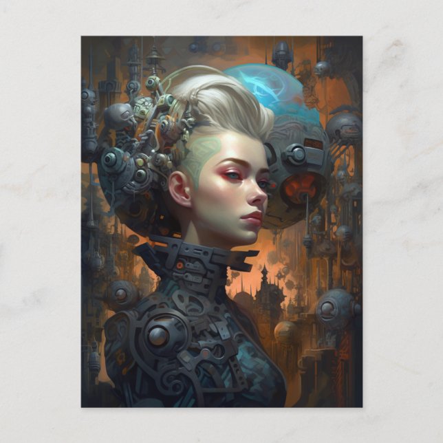 Female Cyborg Woman Science fiction Vykort (Framsida)