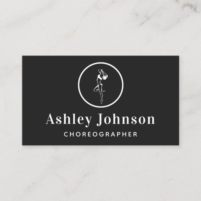 Female Dancer Silhouette Elegant Choreograf Visitkort (Framsida)