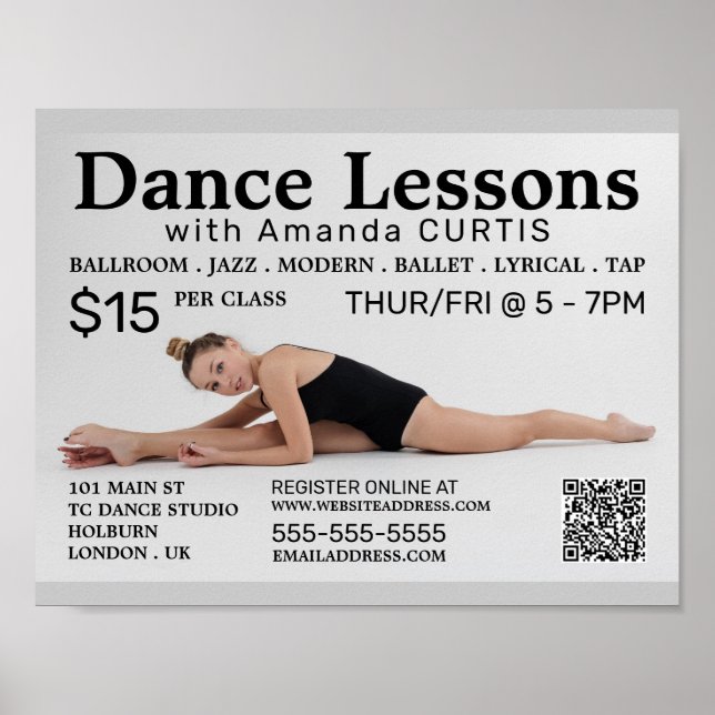 Female dansare, Dance Lesson Advertising Poster (Framsidan)