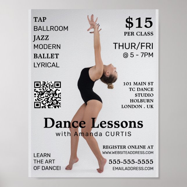 Female dansare, Dance Lesson Advertising Poster (Framsidan)