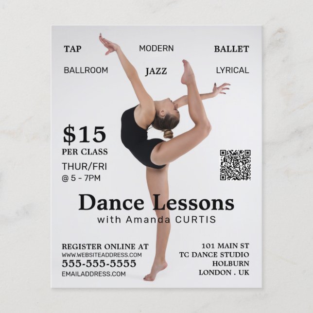 Female dansare, Dance Lesson Reklamflygare Flygblad (Framsidan)