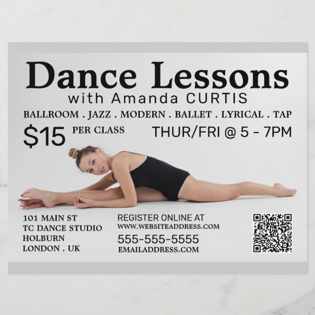 Female dansare, Dance Lesson Reklamflygare Reklamblad (Framsidan)
