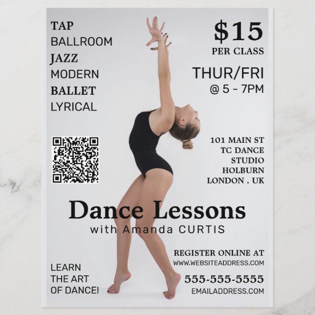 Female dansare, Dance Lesson Reklamflygare Reklamblad (Framsidan)