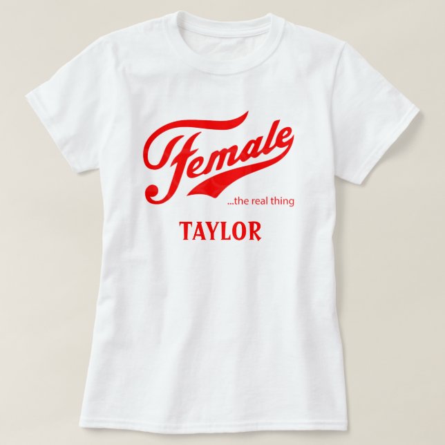Female, den riktiga sak-gåvan t shirt (Design framsida)