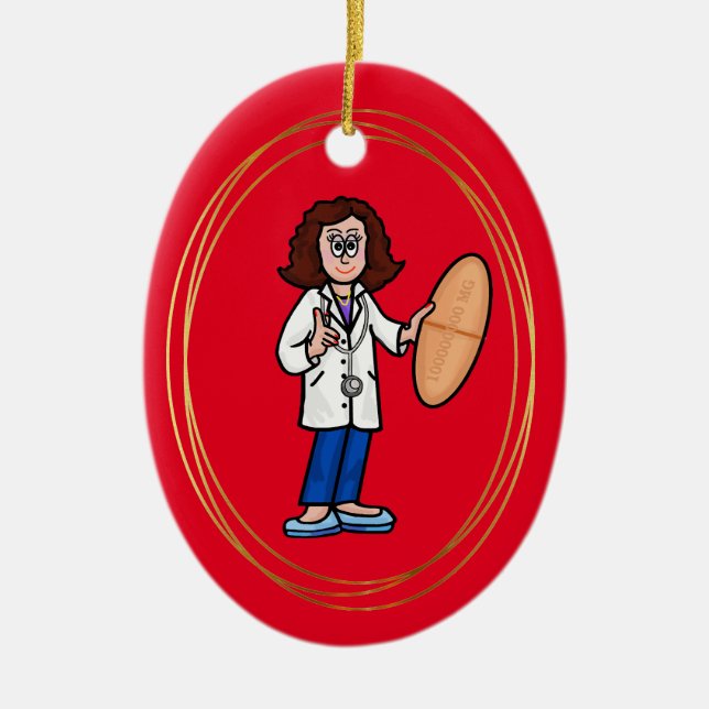Female Doktor med Big Pill Ornament (Framsidan)