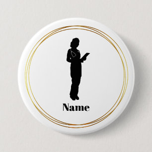 Female Doktor Silhouette Namn Button Knapp