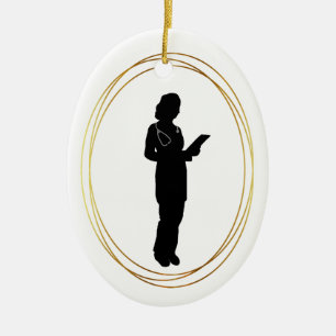 Female Doktor Silhouette Personalize Ornament