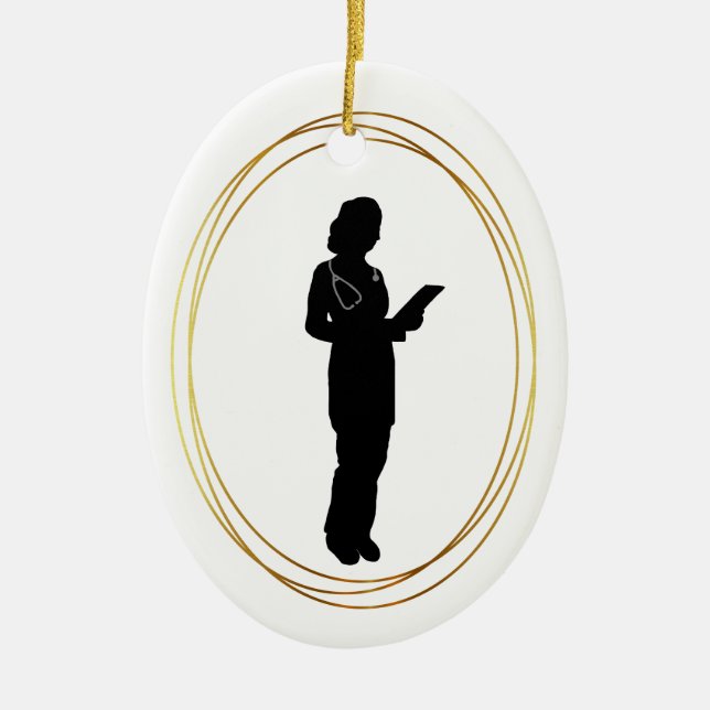 Female Doktor Silhouette Personalize Ornament (Framsidan)