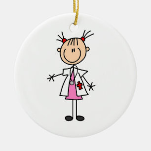 Female Doktor Stick figur Julgransprydnad Keramik