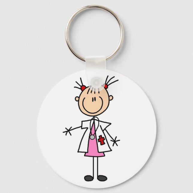Female Doktor Stick figur Nyckelring (Framsida)