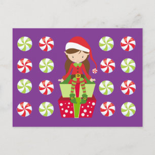 Female Elf med Candies Vykort