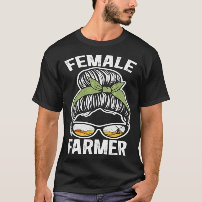 Female Farmers Support The Future Country Farming  T Shirt (Framsida)