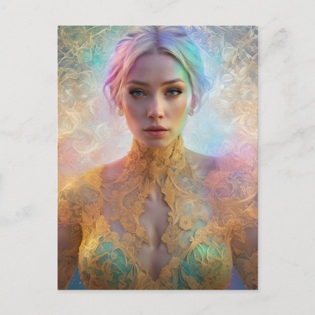 Female Figur i Pastel Snöre Vykort (Framsida)