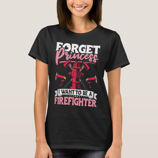 Female Firefighter Fireman Apparel-brandsläckning  T Shirt (Framsida)