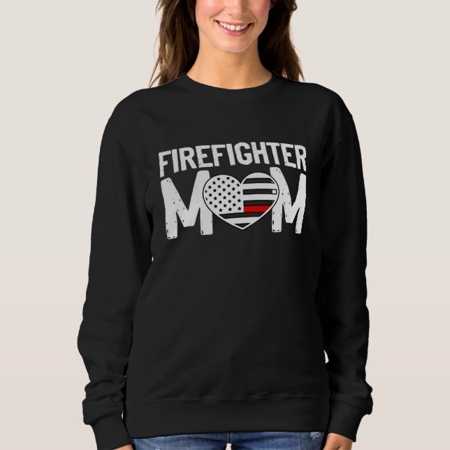 Female Firefighter Mamma Thin Red Line Flagga Fire T Shirt (Framsida)