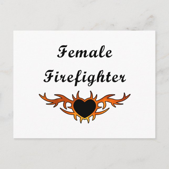 Female Firefighter Tattoo Vykort (Framsida)