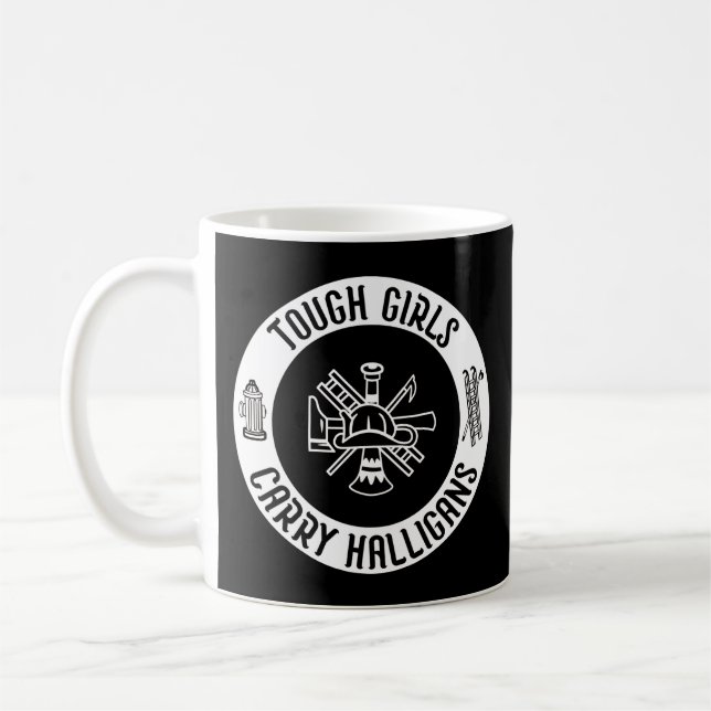 Female Firefighter Tuff Girls Carry Halligans Kaffemugg (Vänster)