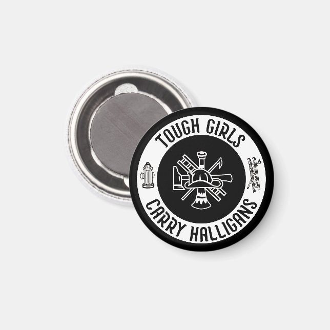 Female Firefighter Tuff Girls Carry Halligans Magnet (Front/Back)