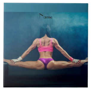 Female Fitness-modell - uppdelad Thunder_Cove Kakelplatta