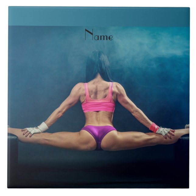 Female Fitness-modell - uppdelad Thunder_Cove Kakelplatta (Framsidan)